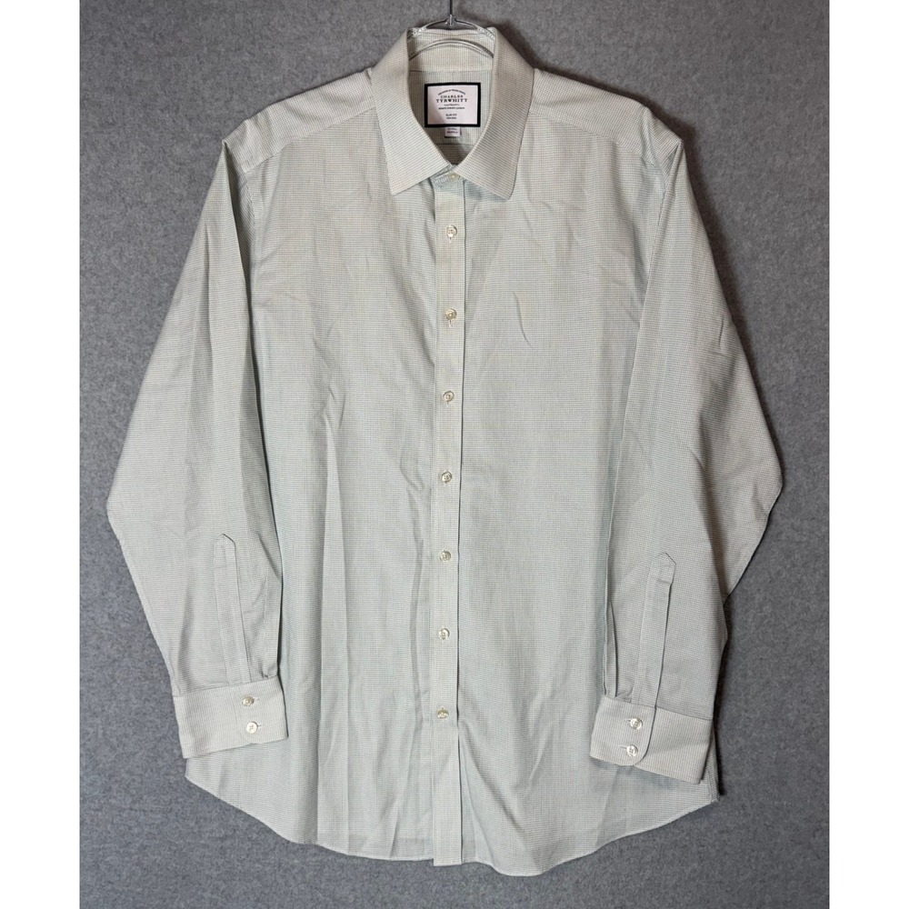 Charles Tyrwhitt‎ Non-Iron Slim Fit Dress Shirt Cotton Long Sleeve Mens 17/35